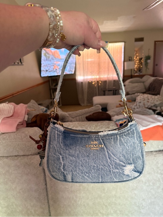 Coach Handbags - Coach Light Blue Denim Shoulder Bag with Gold Hardware